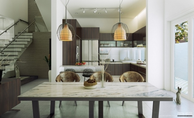 Luminaire cuisine suspendu 30 idées élégantes et pratiques Inspiration En Verre de table cuisine