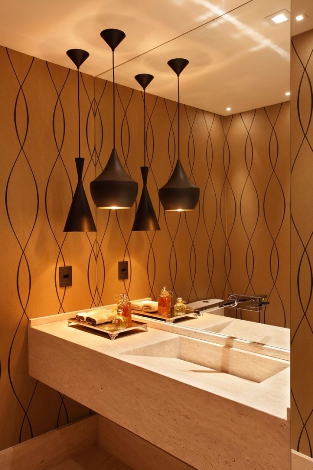 luminaire-salle-bains-25-photos-suspensions-design-élégantes-marron