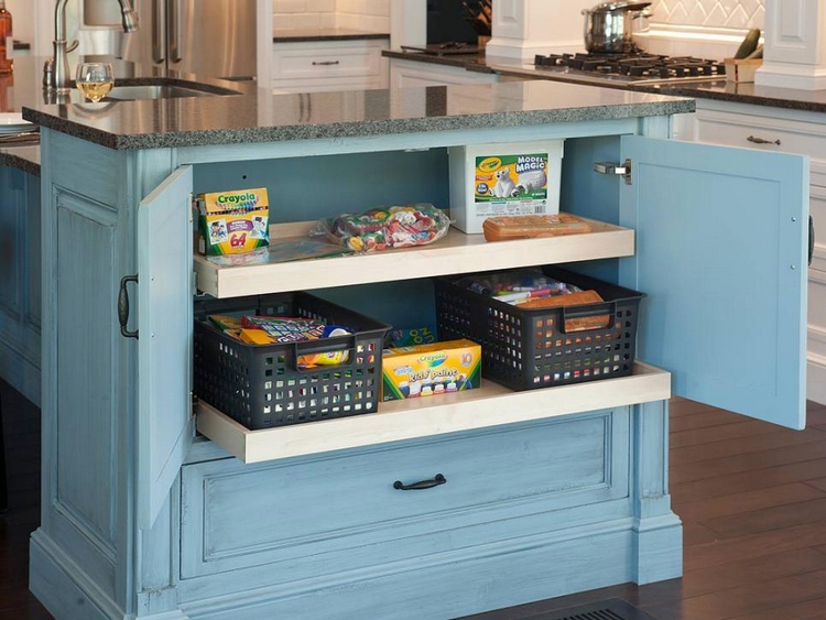 meuble-cuisine-rangement-indépendant-ilot-bar-peinture-bleue
