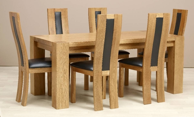 meuble-salle-à manger-table-rectangulaire-bois-chaises-cuir