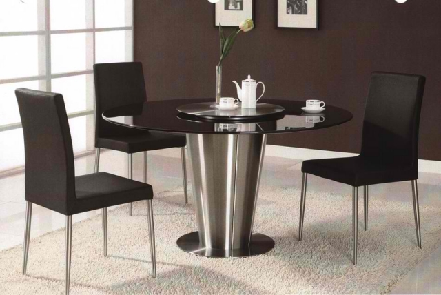 meuble-salle-à manger-table-ronde-métal-verre