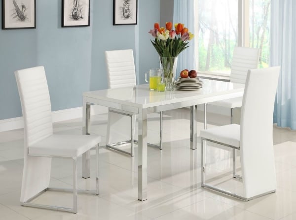 meubles-salle-à-manger-table-rectangulaire-chaises-blanches
