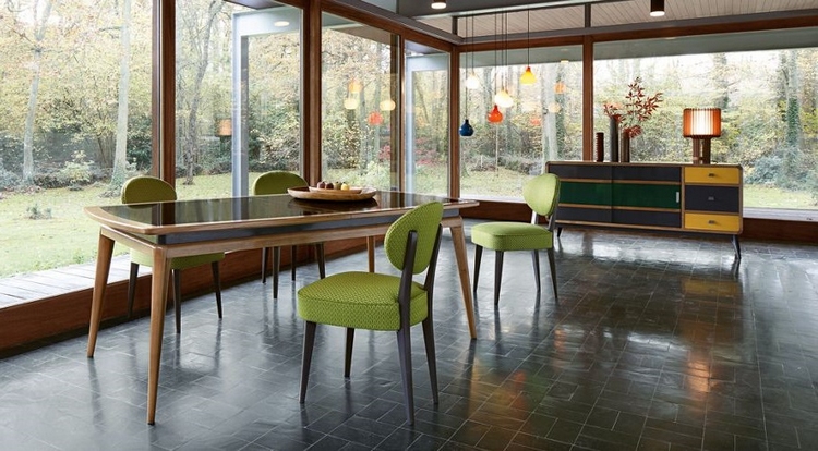 meubles-salle-manger-Roche-Bobois-table-bois-cahises-vertes