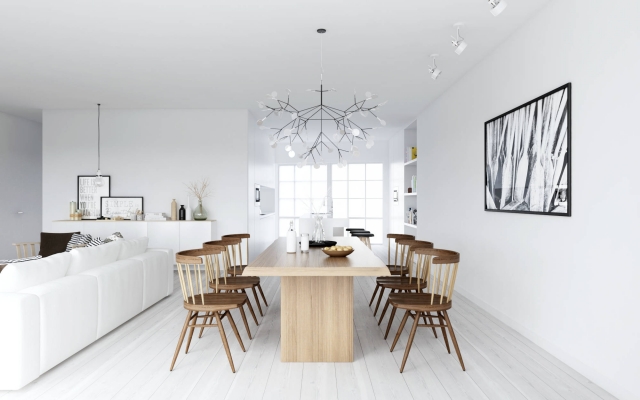 meubles scandinaves idée-originale-table-rectangulaire-bois-chaises