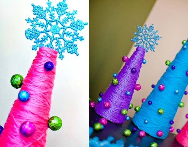 mini-sapin-Noël-original-brico-fil-coloré-boules