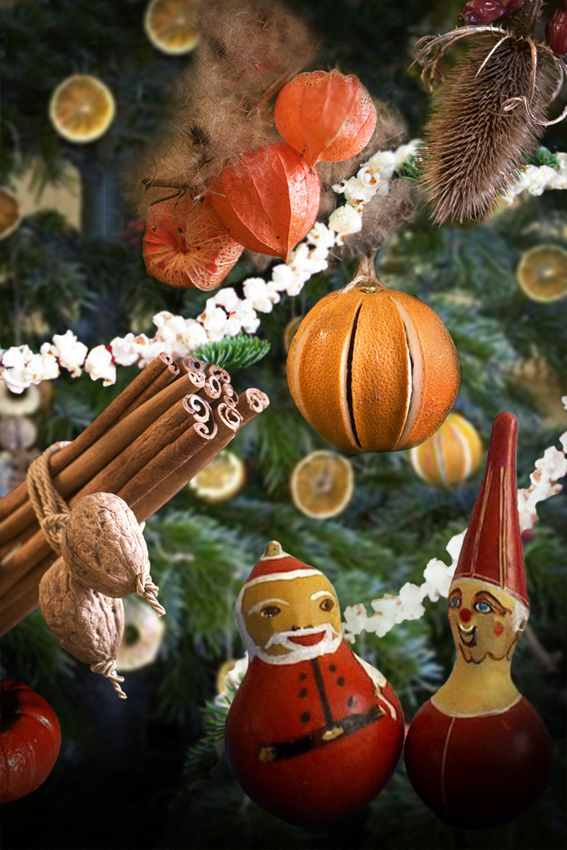 ornements-sapin-Noël-naturels-DIY-bâtons-cannelle-noix-gourdes ornements sapin de Noël