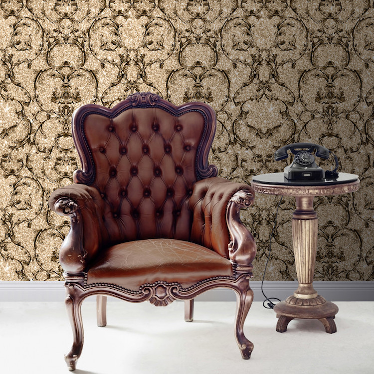 papier peint baroque fauteuil-luxueux-guéridon-assorti-muriva
