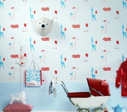 papier-peint-chambre-enfant-bleu-rouge-blanc