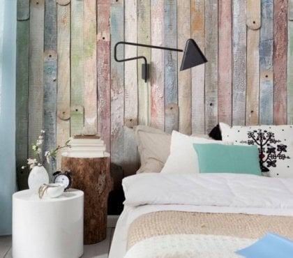papier peint chambre –bois-bois-multicolore-idee-deco-murale