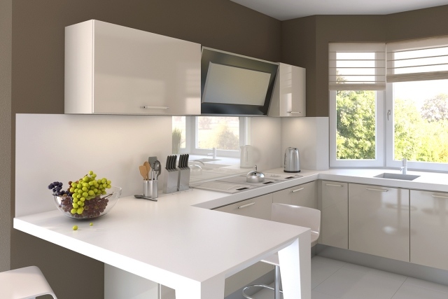 Peinture cuisine avec meubles blancs 30 idées inspirantes Carrelage noir et mur couleur