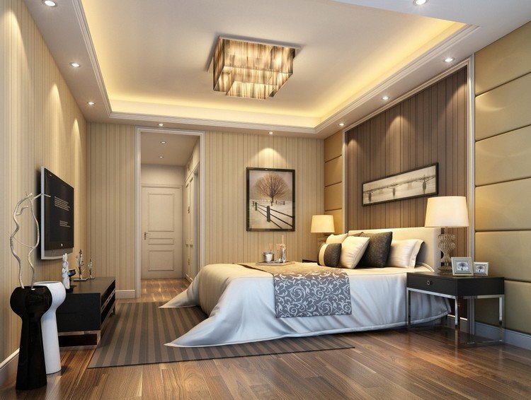 Plafond moderne dans la chambre à coucher et le salon Corniche plafond décor
