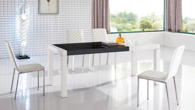 salle-à-manger-moderne-table-noire-blanche-chaises-blanches