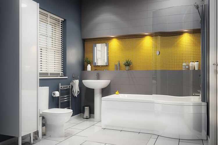 salle-bain-contemporaine-carrelage-gris-taupe-baignoire-rectangulaire