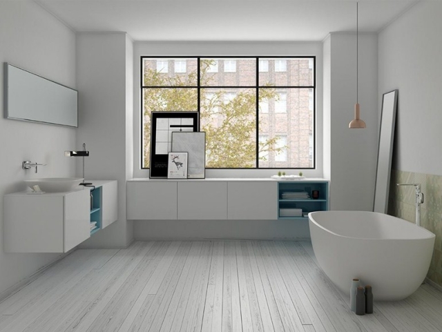 salle de bain design salle-bain-design-unique-originale-baignoire-blanche-meuble-vasque-élégant-INBANI