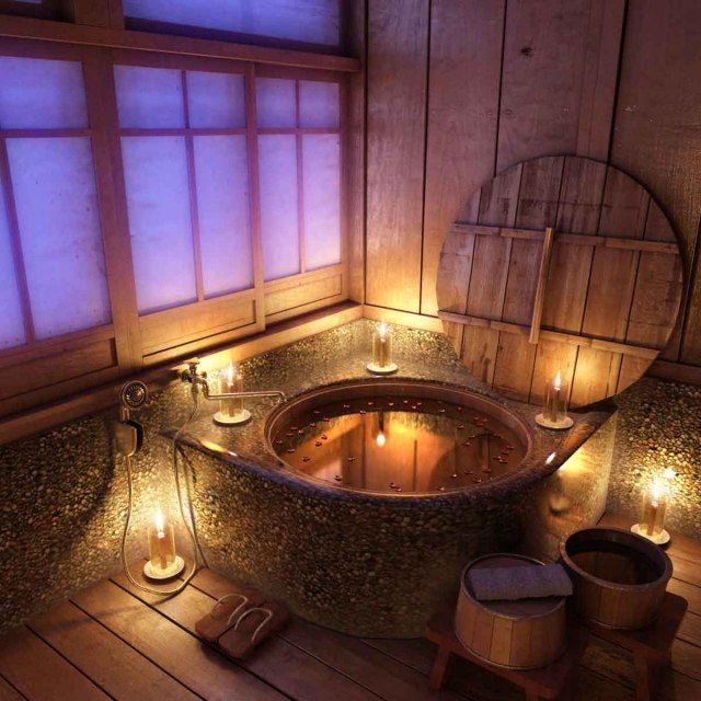 Salle de bains en bois 30 idées pour un espace tout confort Baignoires inspiration Japonaise