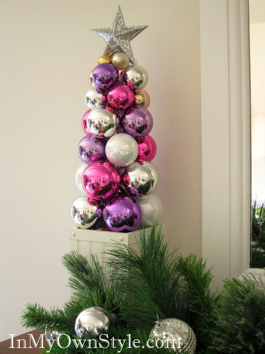 sapin-Noël-artificiel-DIY-original-boules-Noël-arbre-pot-fleurs-blanc sapin de Noël artificiel