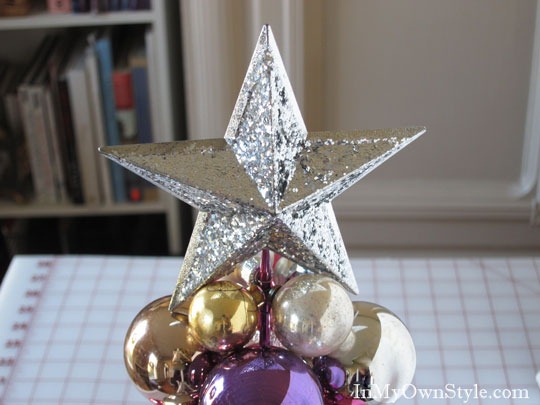 sapin-Noël-artificiel-DIY-original-boules-Noël-ornement-étoile-argentée-sommet sapin de Noël artificiel