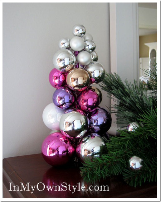 sapin-Noël-artificiel-DIY-original-boules-Noël-boules-rose-lilas-argent-blanc-brillantes