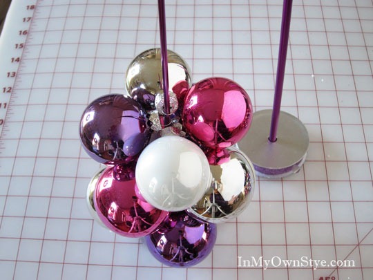 sapin-Noël-artificiel-DIY-original-boules-Noël-boules-taille-petite-rose-lilas-aiguille-enfiler-crochets-métalliques