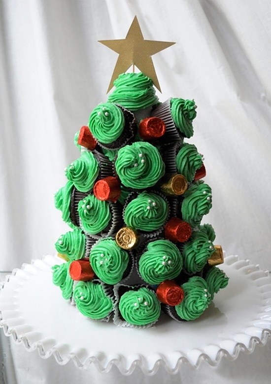 sapin de Noël original DIY-cupcakes-glaçage-vert