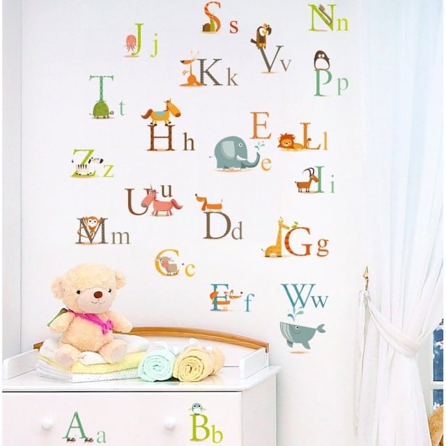 stickers-chambre-bébé-23-belles-idées-décoration-murale-animaux-alphabet