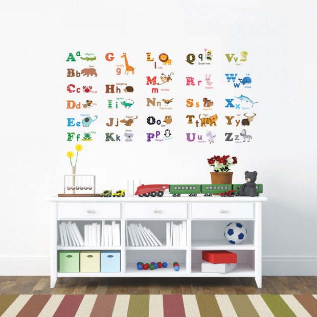 stickers chambre bébé enfant-alphabet-animaux