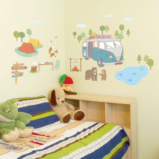 stickers chambre bébé enfant-thème-camping