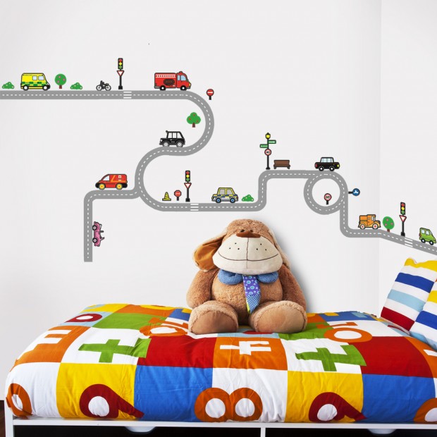 stickers chambre bébé garçon-véhicules-routiers