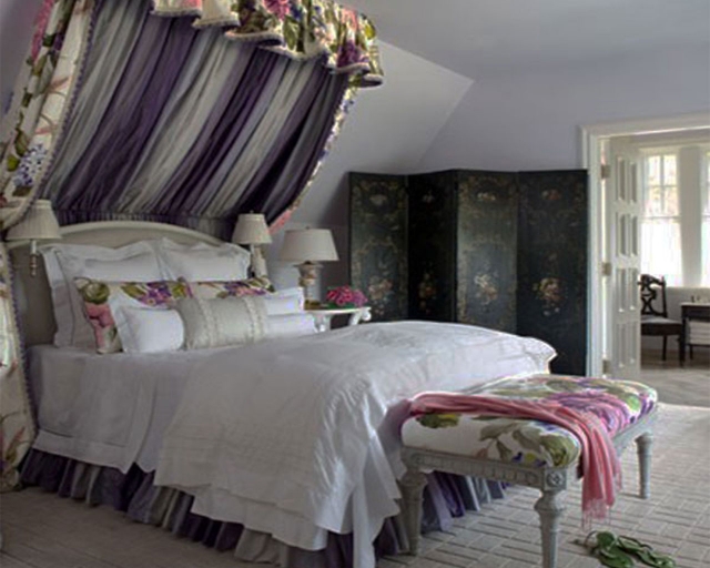 tête-de-lit-originale-chambre-à-coucher-grand-lit-motif-floral