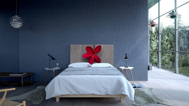 tête-de-lit-originale-décoration-fleurs-chambre-à-coucher