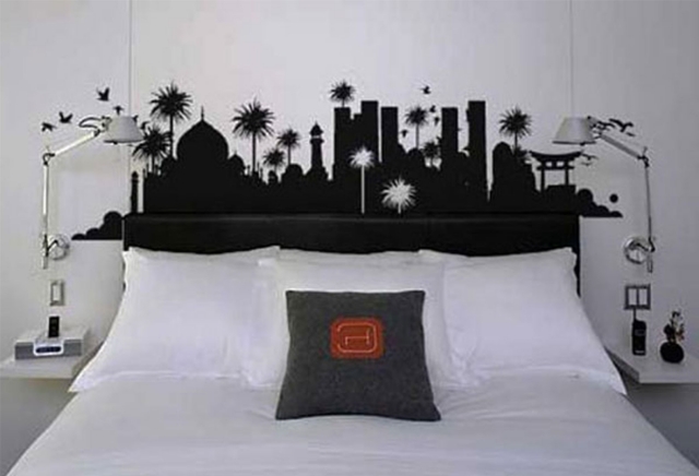 tête-de-lit-originale-decoration-murale-couleur-noire