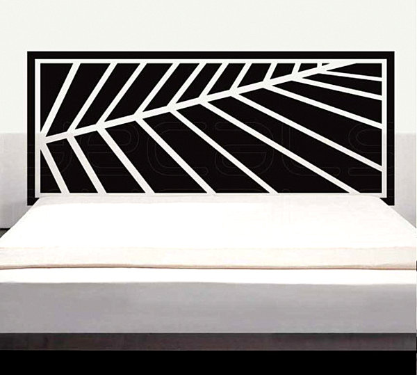 tête-lit-moderne-20-belles-idées-autocollant-vinyle-noir-blanc tête de lit moderne
