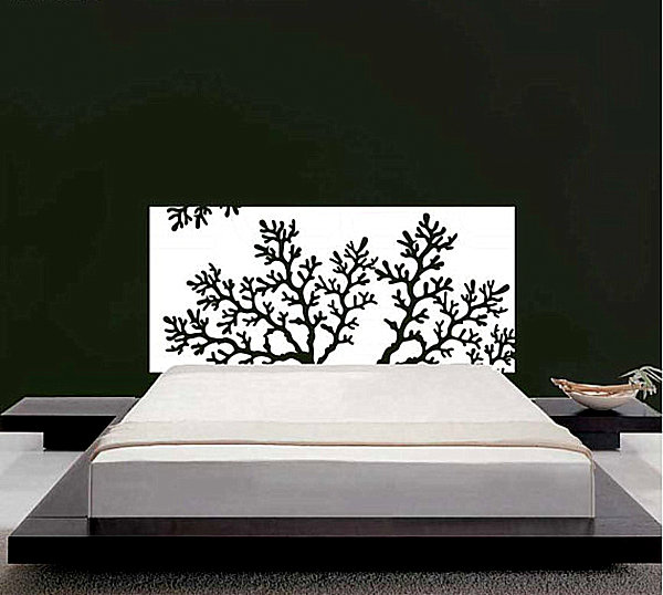 tête-lit-moderne-20-belles-idées-vinyle-noir-blanc-arbre tête de lit moderne