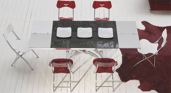 table à manger table-manger-20-idées-design-moderne-innovant-relevable-blanche-verre-métal