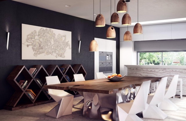 table-rustique-chaises-minimalistes-salle-moderne