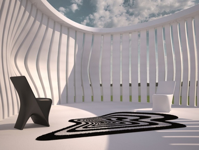 tapis-contemporain-design-22-idées-originalité-TWIST&SHOUT-VONDOM-noir-blanc