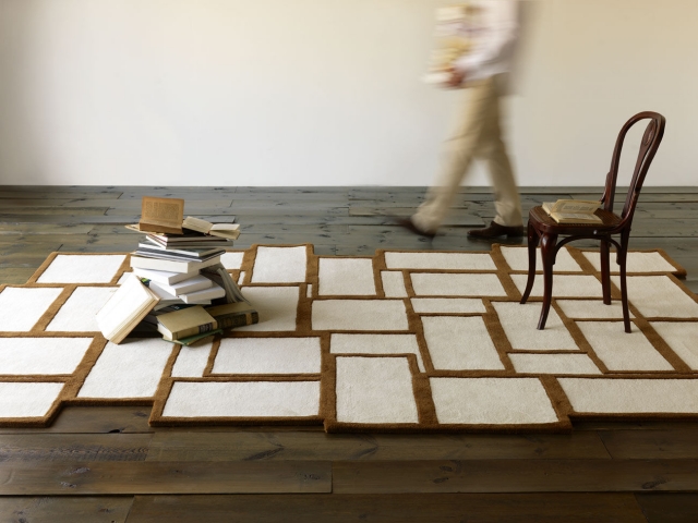 tapis contemporain tapis-contemporain-design-22-idées-originalité-gandia-blasco-laine-blanc-marron