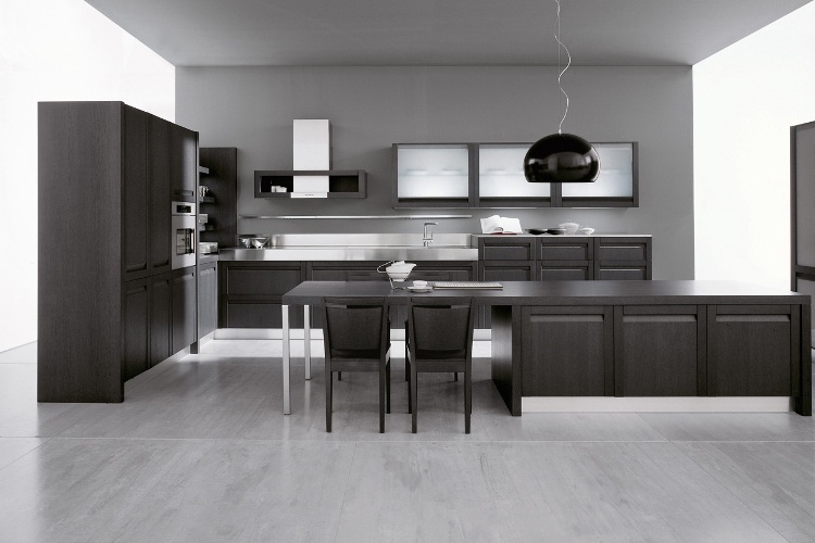 aménagement-cuisine-moderne-mobilier-bois-marron-susupension-design