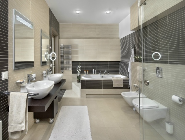aménagement-salle-bains-carrelage-gris-beige-vasque-blanche-ronde