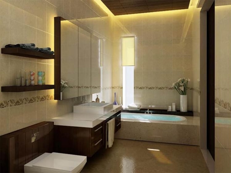 aménagement-salle-de-bains-beau-luminaire-plafond