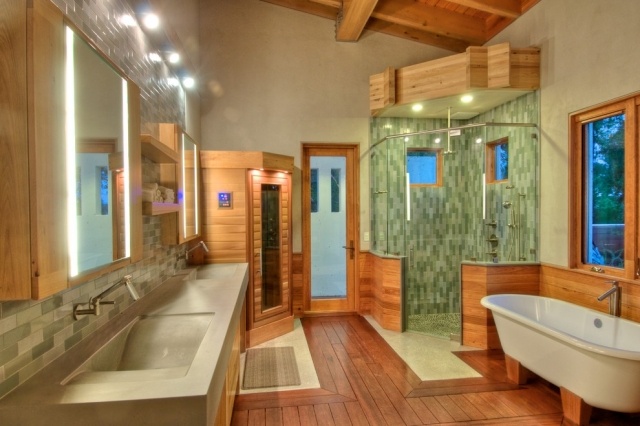 aménagement-salle-de-bains-sauna-baignoire-ovale-lavabo-rectangulaire