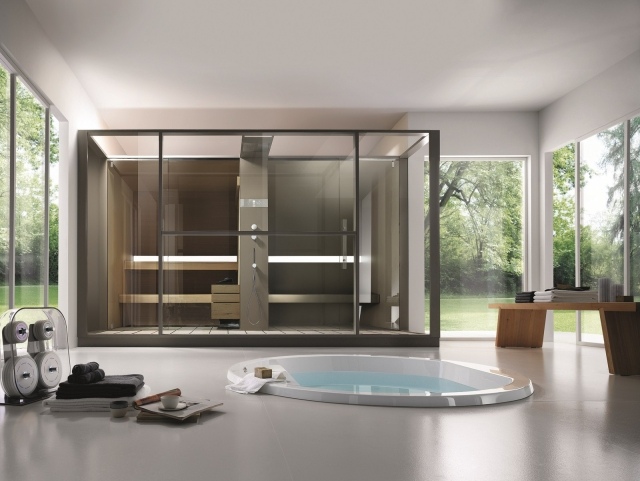 aménagement-salle-de-bains-sauna-baignoire-table-rectangulaire