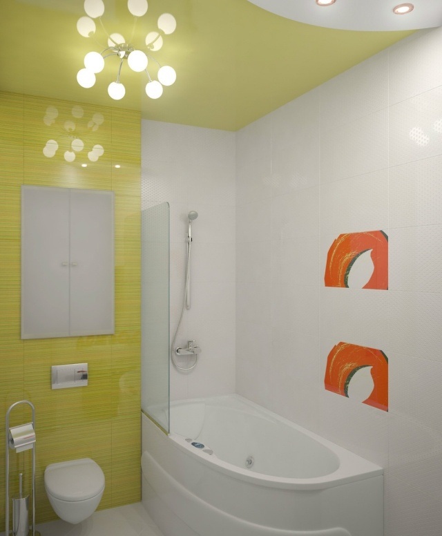 aménagement-salle-bains-carrelage-blanc-jaune-baignoire