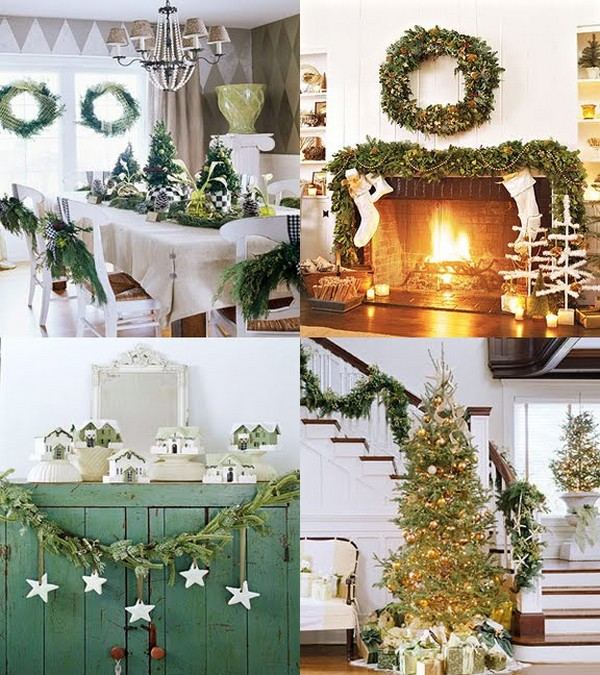 brico-Noël-guirlandes-couronnes-vertes-maisonnettes-blanches-Noel brico de Noël