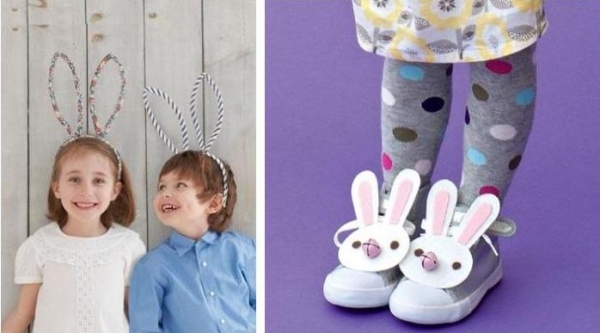 bricolage-Pâques-oreilles-décoratives-lapins-carton-chaussures bricolage Pâques