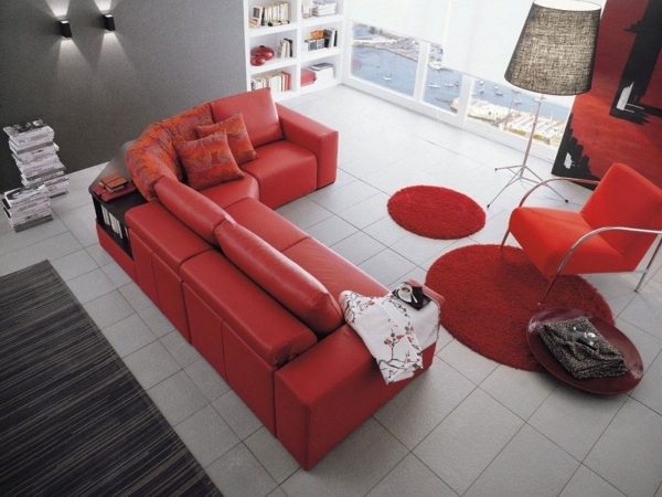 canapé-angle-design-cuir-rouge-Oceano-Doimo-Salotti