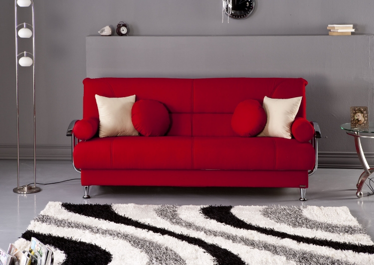 canapé lit confortable moderne-couleur-rouge