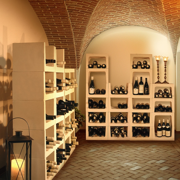 cave-vin-domicile-supports-blancs-bouteilles cave à vin