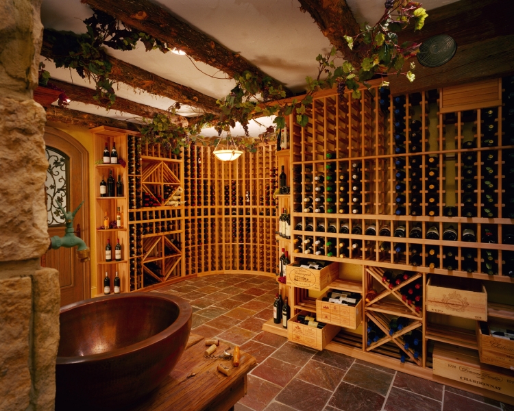 cave-vin-domicile-supports-bouteilles-bois cave à vin