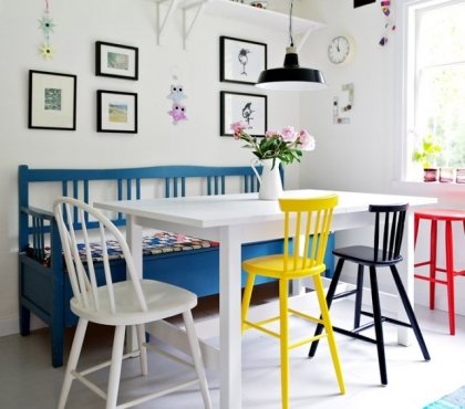 chaises de cuisine blanc jaune-noir-banc-bleu